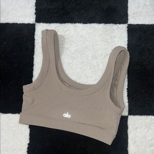 ALO Yoga Taupe Ribbed Sports Bra